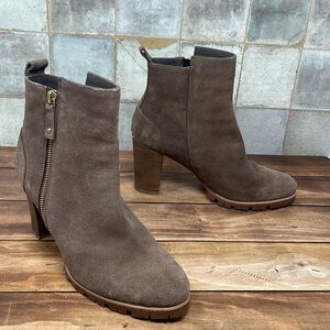 Suede Heeled Boots in Brown Made in Spain 39 D2
